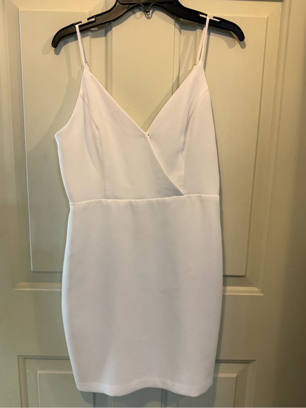 BCBG White Spaghetti-Strap V-Neck Mini Dress